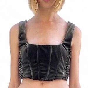 Zara Velvet Crop Top in Charcoal